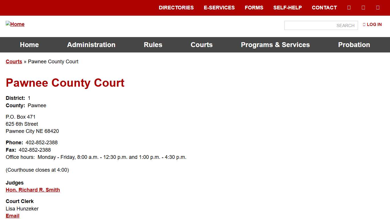 Pawnee County Court Nebraska Judicial Branch