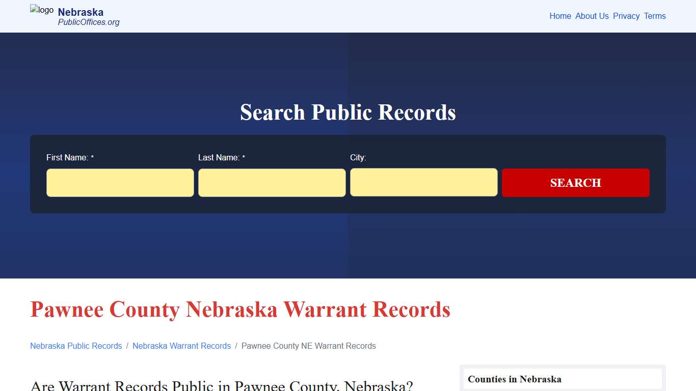 Pawnee County, NE Warrant Records Search – PublicOffices.org