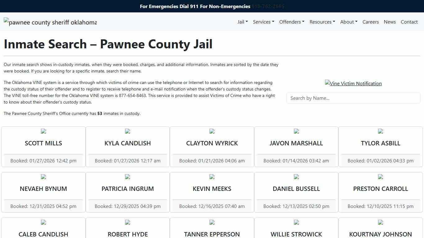 Inmate Search Pawnee County Sheriff's Office